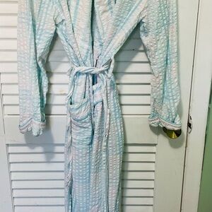 Robe seersucker India cotton S collar tie